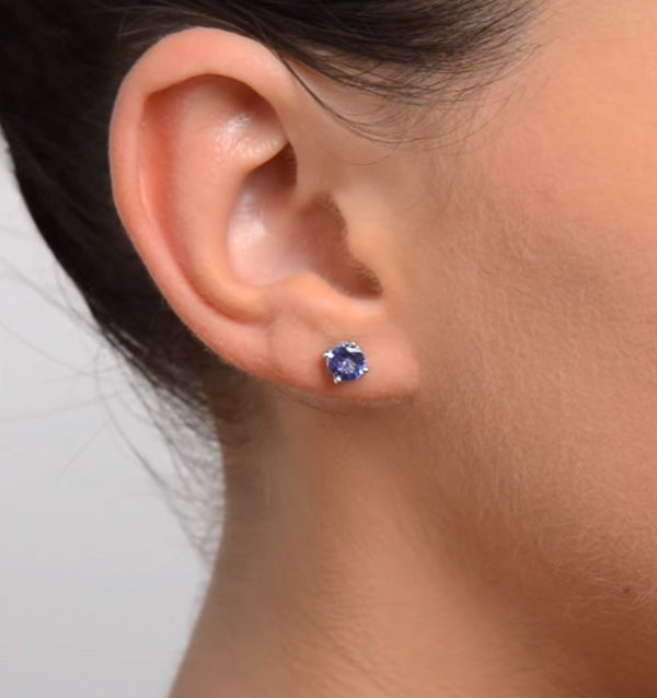 1.00ct Tanzanite (AA) Stud Earrings in 925 Silver